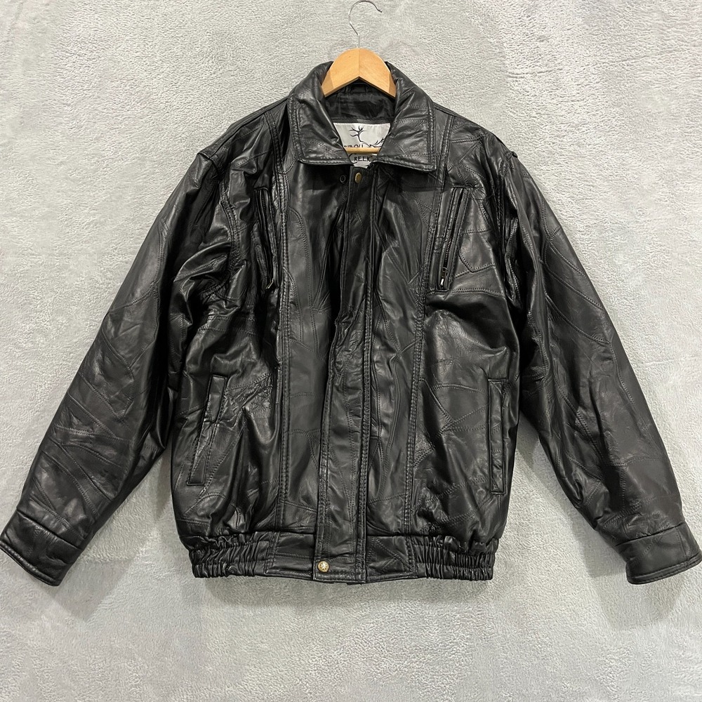 Caribou‎ Creek Leather Jacket Men M Lambskin Patchwork Retro Western VTG 90s